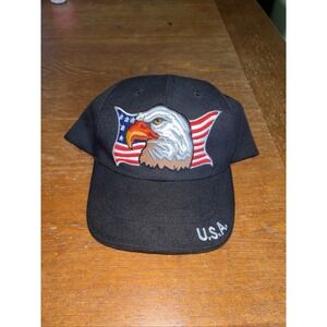 USA American Flag With Eagle Embroidered Patriotic Baseball Hat Cap Black 4th